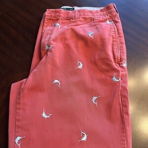 Coral Shorts with Shark Embroidery